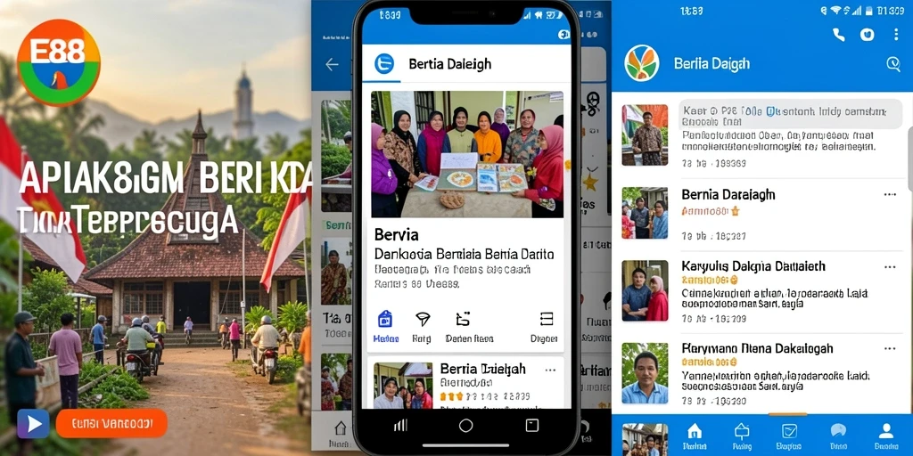 Tampilan antarmuka aplikasi E88 dengan berita daerah terkini.