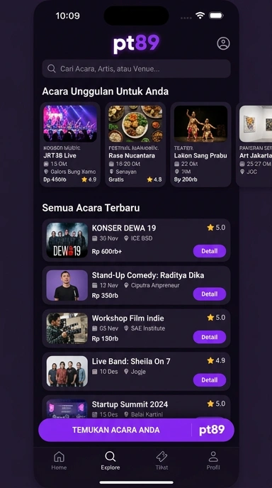 Tampilan katalog aplikasi pt89